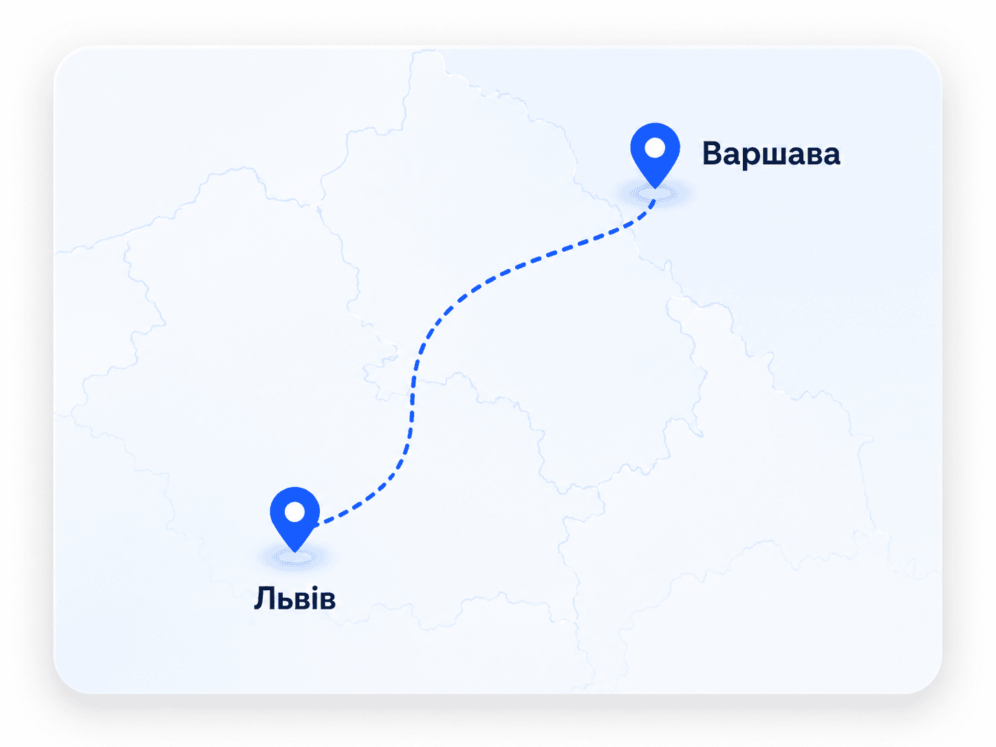 Карта маршруту Львів Варшава